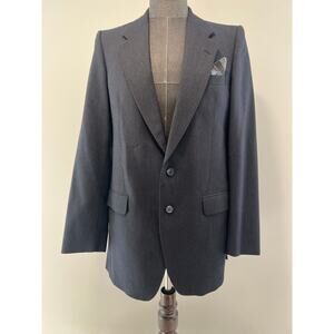Yves Saint Laurent Suit Jacket Pure Wool 2 Button Navy Blue Size 40 JL